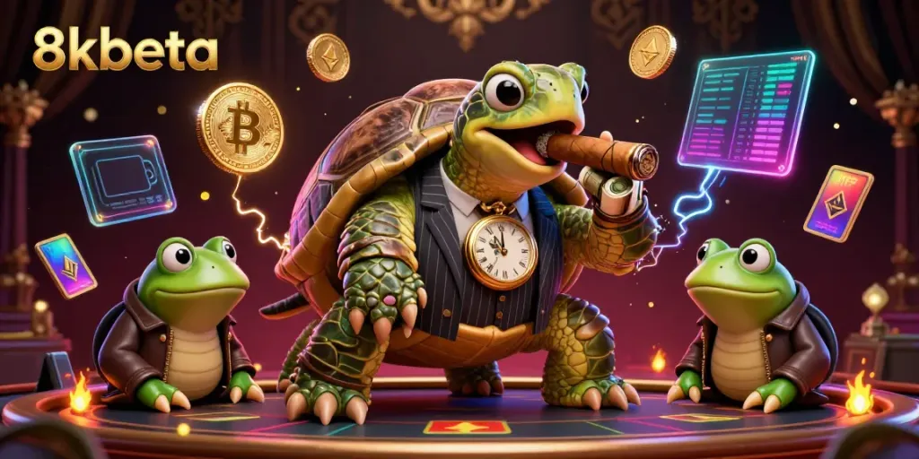 Engage in 8xbeta's thrilling casino adventure with characters immersed in a vibrant illustration.