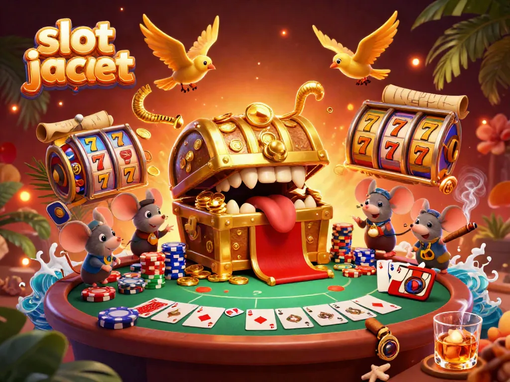 Engaging slot jackpot scene with animated characters, vibrant poker elements, and dynamic gameplay.