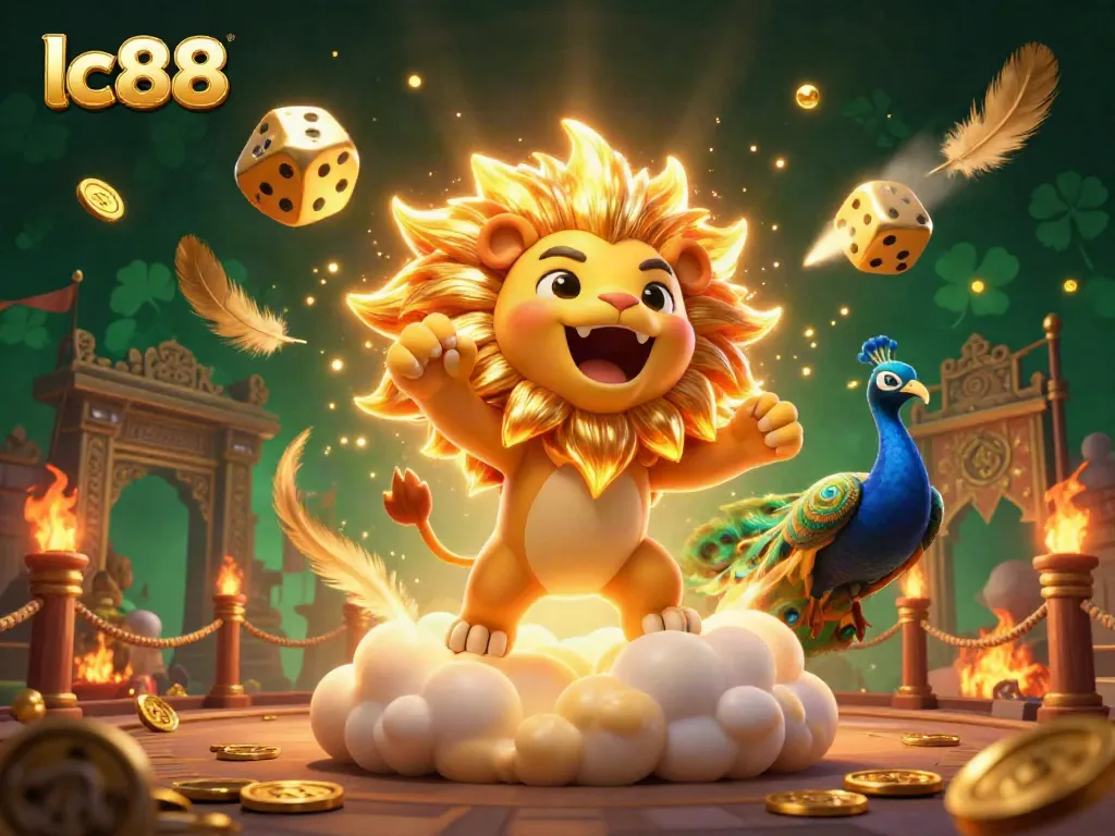 Experience thrilling gameplay with lc88's vibrant casino illustration featuring a roaring lion.